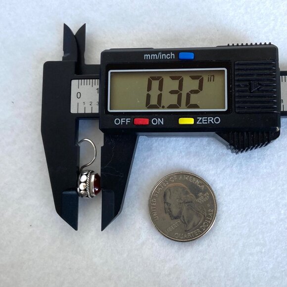 Sterling Silver 925 Oval Bezel Set Garnet Cabochon Dangle Drop Earrings - Picture 16 of 16